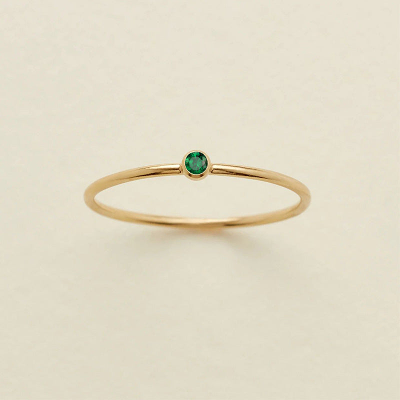 Stainless Steel Geometric Ring With Diamond Accents And Colorful Simulated Birthstone Anniversary Ring For Women Girls