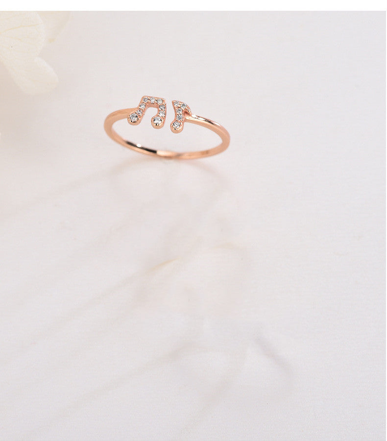Womens Sterling Silver Ring With Diamond Accent Musical Note Design Adjustable Opening Gift For Her Elegant Style