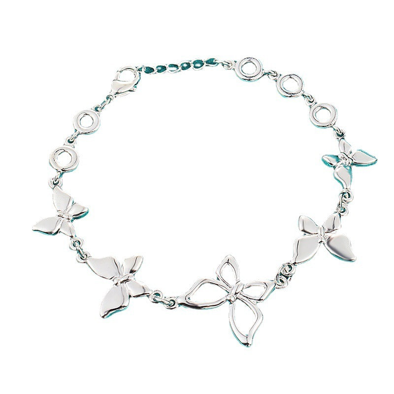 Womens Star Bracelet Retro Design Light Luxury Hollow Butterfly Alloy Silver Electroplated Jewelry For Women Gift