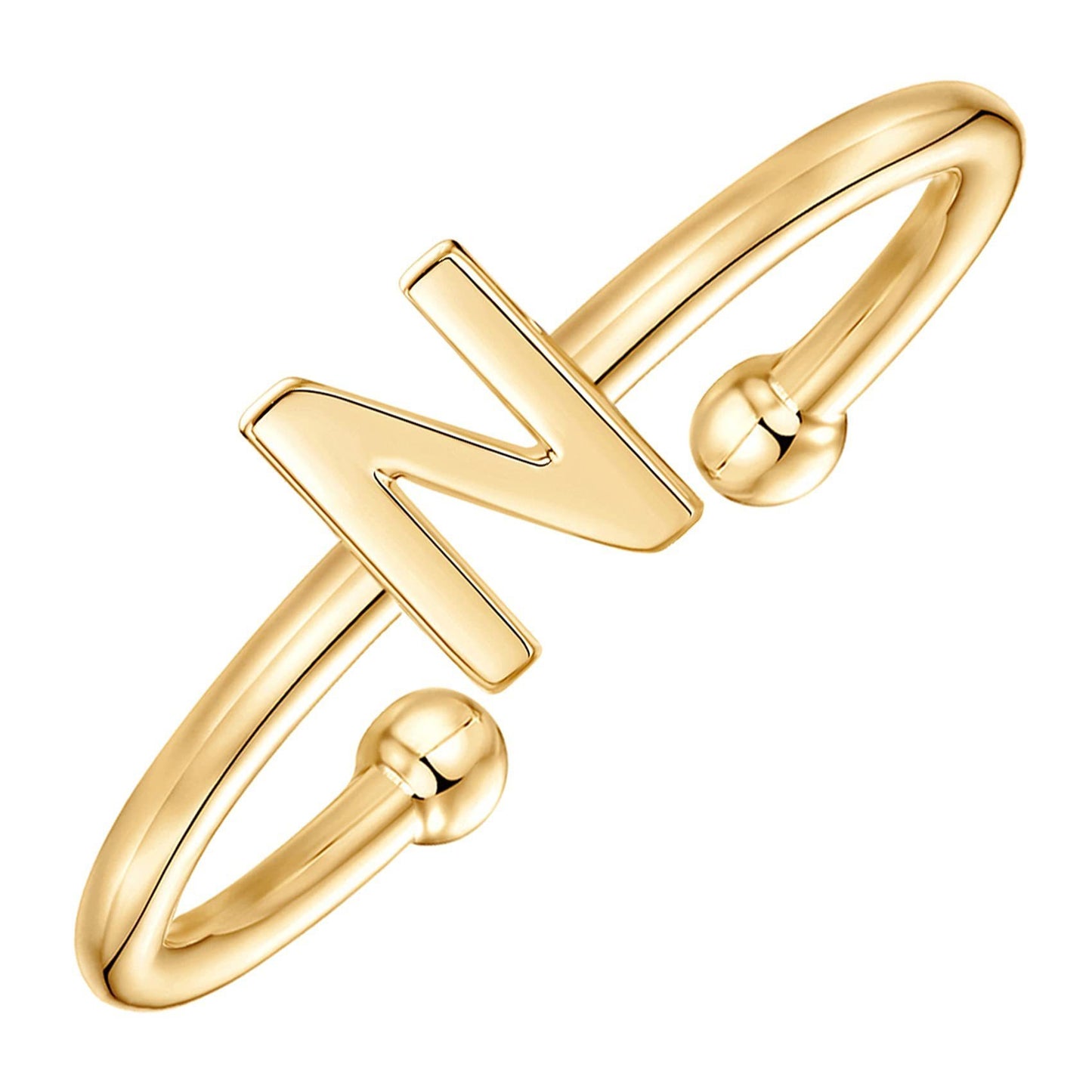 Adjustable Letter Ring Personalized Initial A To Z Copper Cutout Alphabet Ring For Women For Daily Wear Trendy