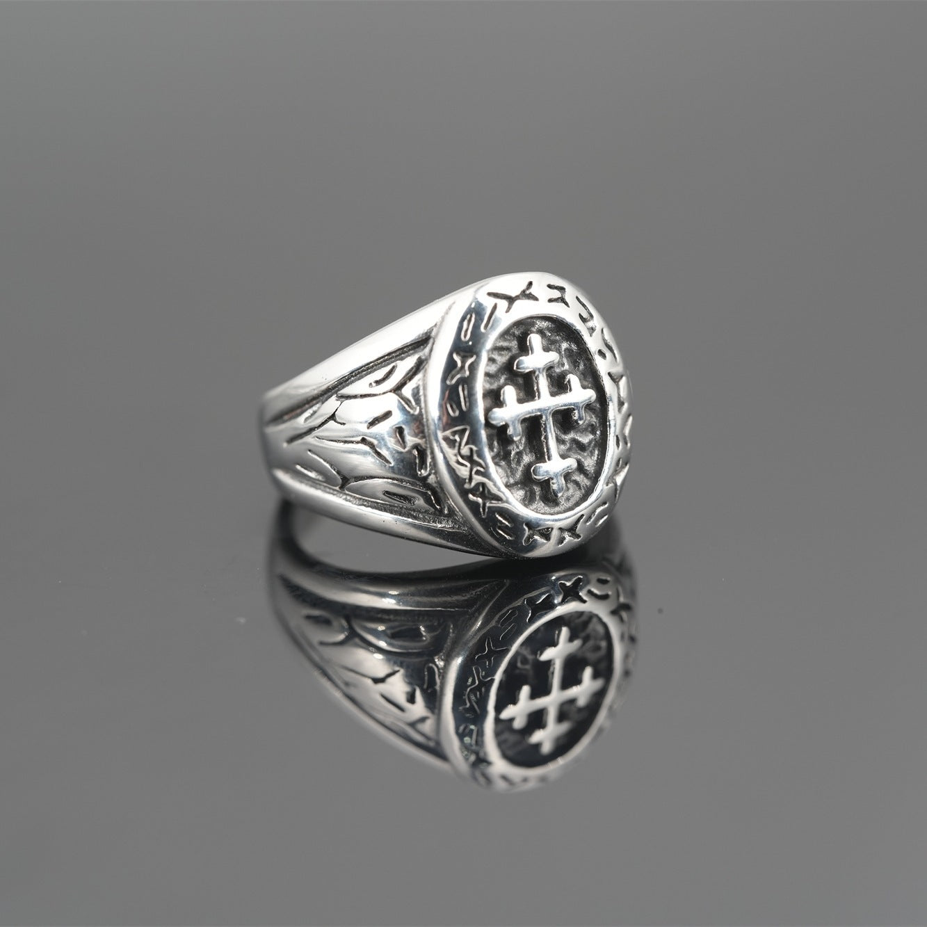 Mens Titanium Steel Rings Hip Hop Retro Geometric Design Durable Fashion Jewelry Everyday Wear Statement Piece