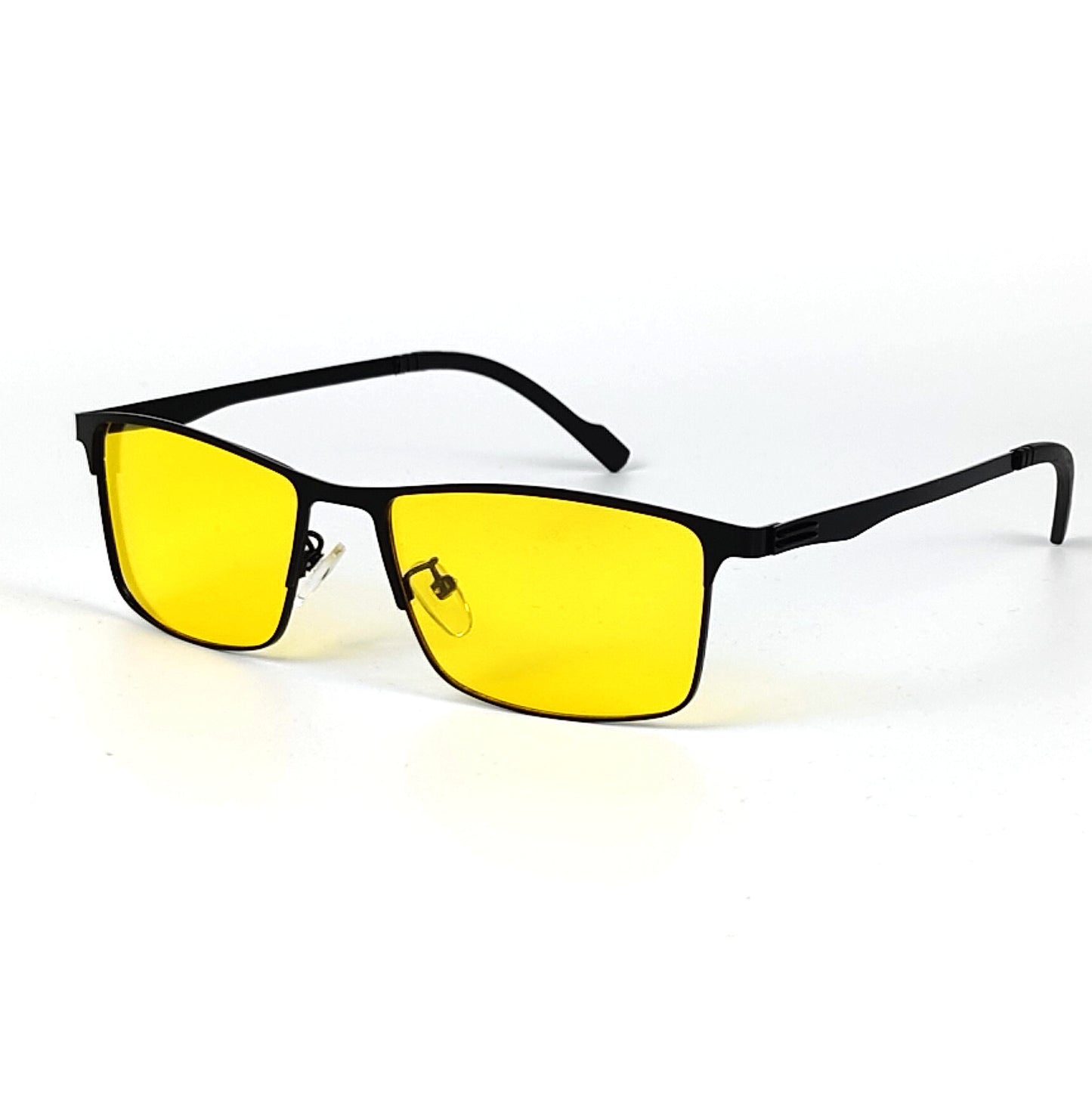 Driving Sunglasses UV400 Protection Metal Frame TAC Lenses Box Design Chain Accent Yellow Lens Night Vision UV