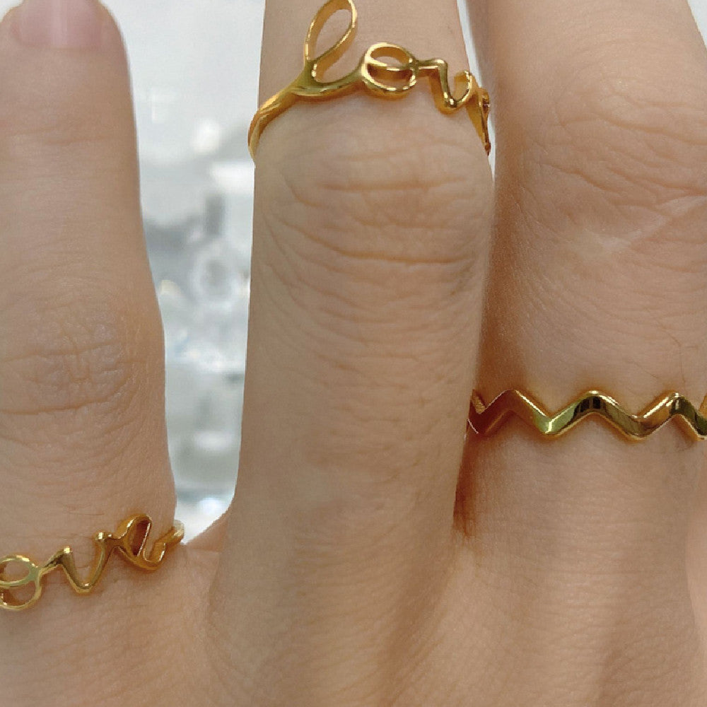 Womens Personalized Initial Letter Ring Stainless Steel Gold Tone Fashion Ring Size 6 7 8 Gifts For Women Gift