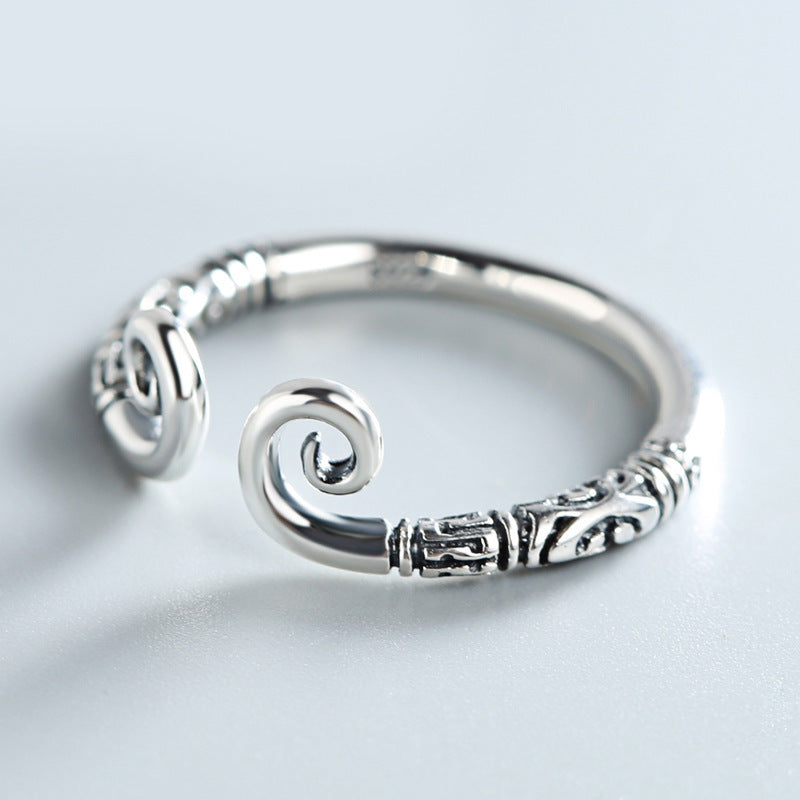 Unisex Sterling Silver Ring Electroplated Golden Hoop Retro Geometry 925 Silver Ring For Men And Women Everyday