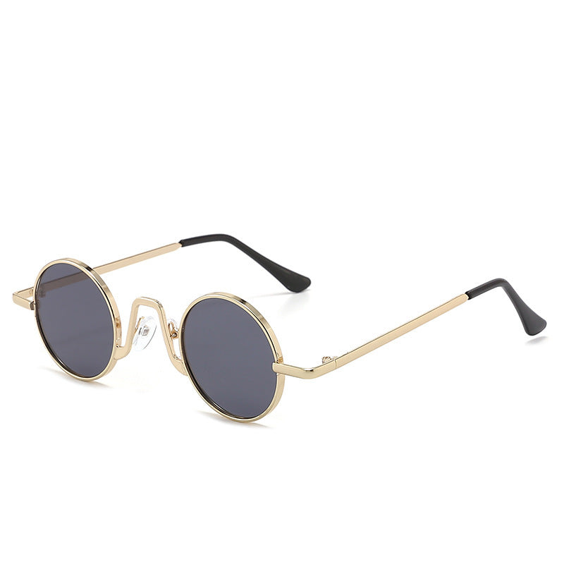 Retro Hip Hop Sunglasses Small Round Metal Frame PC Lens For Men And Women Sun Protection Fashion Travel Stage