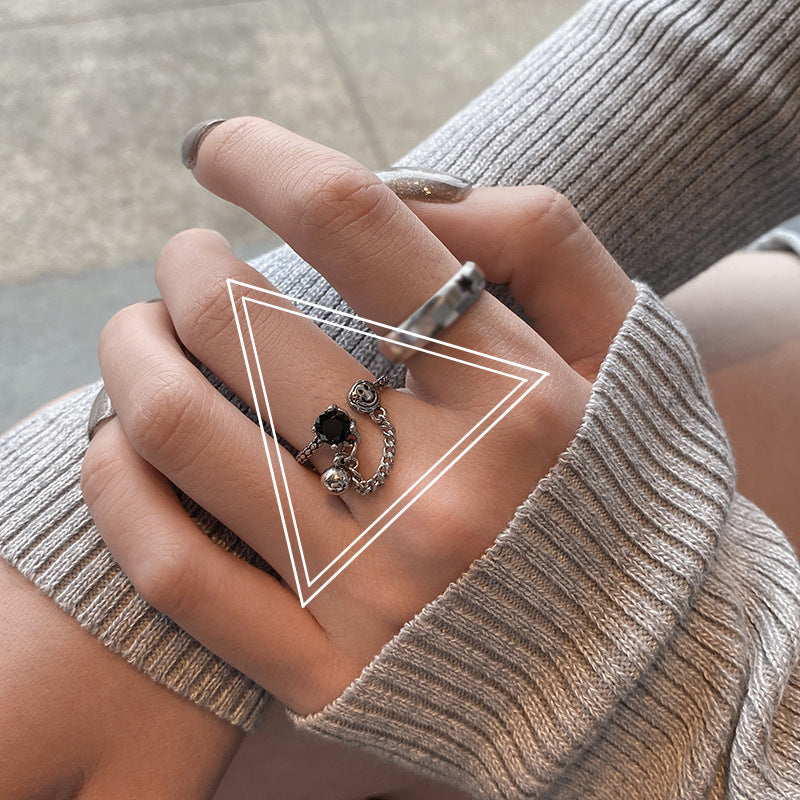 Unisex Silver Plated Quinary Pointed Star Ring Adjustable Korean Style Irregular Cold Wind Design Fashion Ring