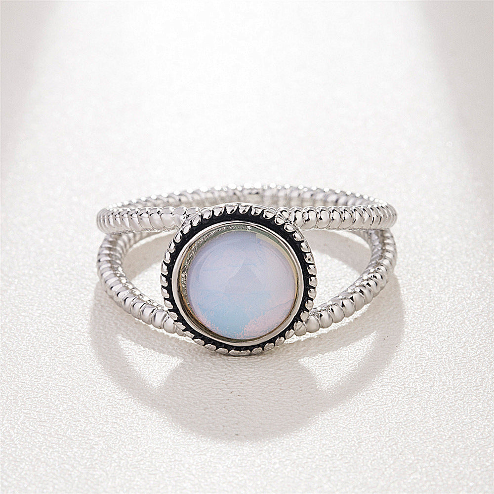 Womens Fashion Ring Exaggerated Twisted Geometric Copper Moonstone Ring European Style Jewelry For Every Style