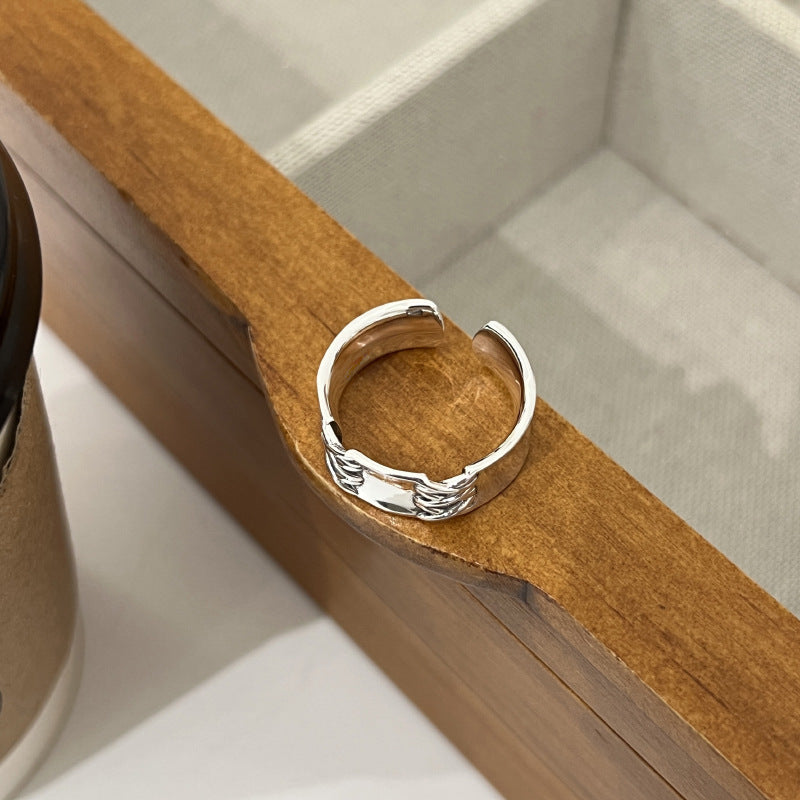 Geometric Cross Ring Copper Gold Plated Electroplated Jewelry For Women Retro Irregular Design Fashion Jewelry