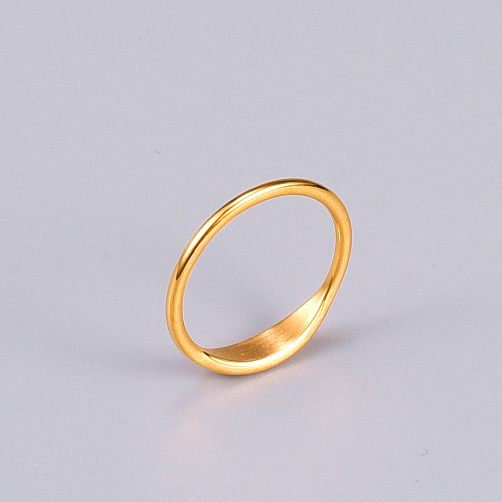 Womens Fashion Thin Curved Joint Index Finger Ring Titanium Steel 18K Gold Plating Heart Shaped European Style
