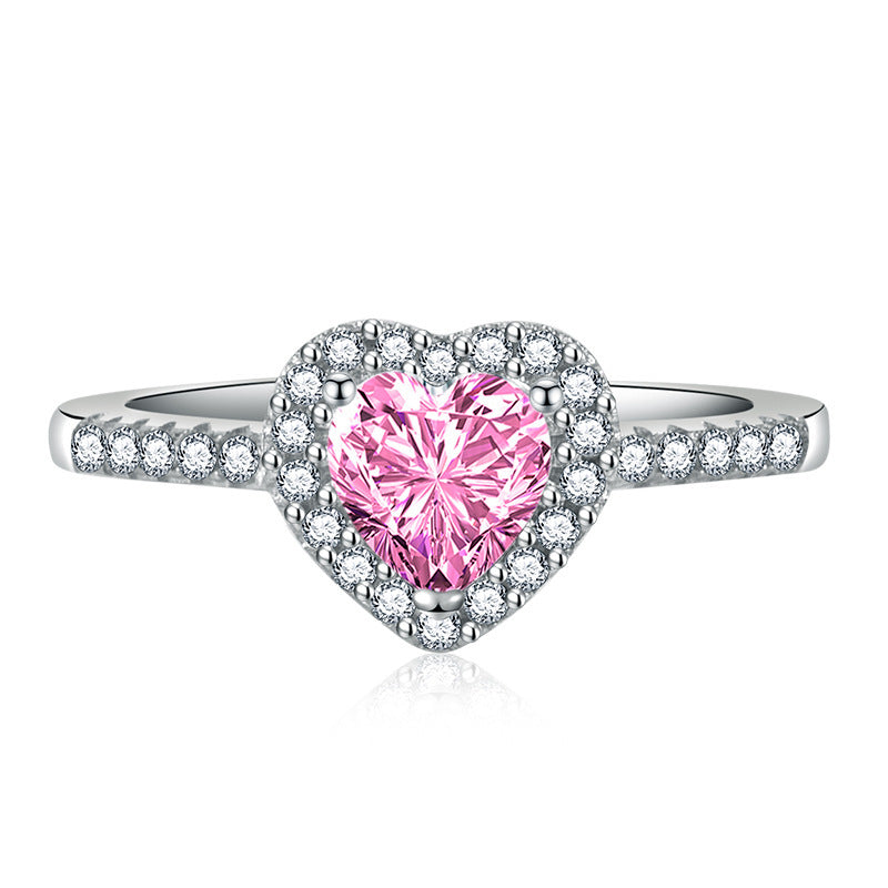 Heart Shaped Moissanite Zircon Ring White Gold Plated Inlaid Engagement Gift For Anniversary For All Occasions