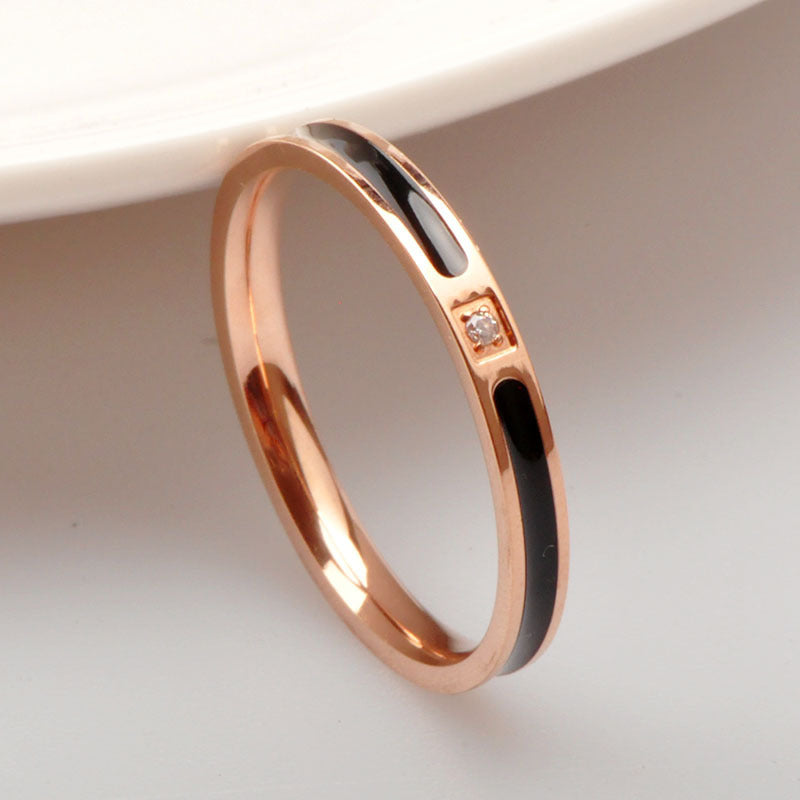 Rose Gold Titanium Steel Ring Geometric Simple Jewelry Gift