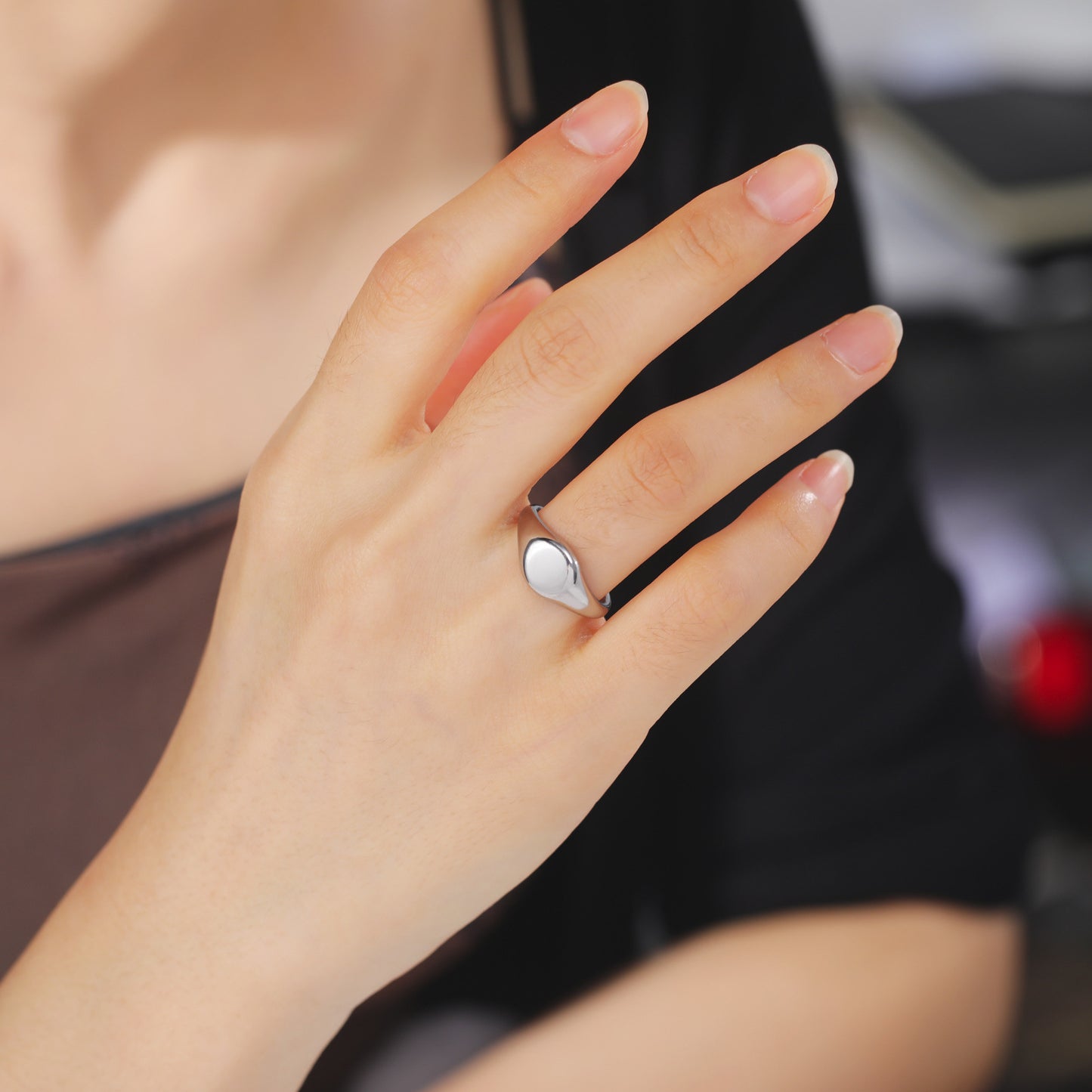 Stainless Steel Smooth Cut Round Ring Geometric Electroplated Sizes 7 8 9 Stainless Steel Ring Stainless Steel