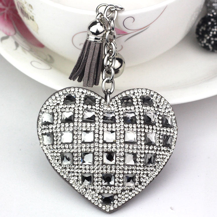 Pendant Keychain With Diamond Accent European Gift Korean Velvet Key Chain Blue Yellow Purple Pink Black Crystal