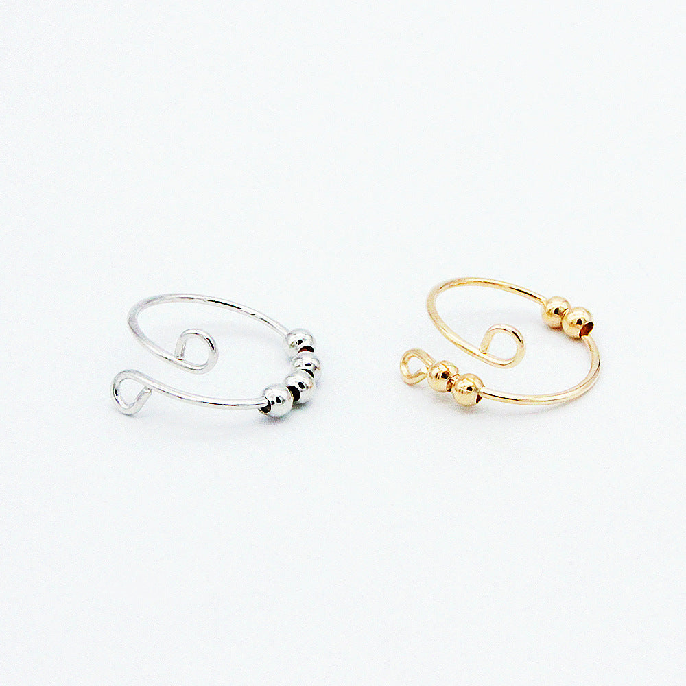 Rotating Anxiety Relief Ring Adjustable Fidget Band Geometric Alloy Electroplated Fashion Ring Cute Knuckle Ring