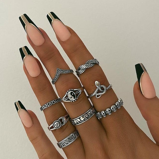 Knuckle Ring Vintage Snake Elephant Alloy Rings Set Unisex Shape Fashion Jewelry Durable Statement Finger Ring
