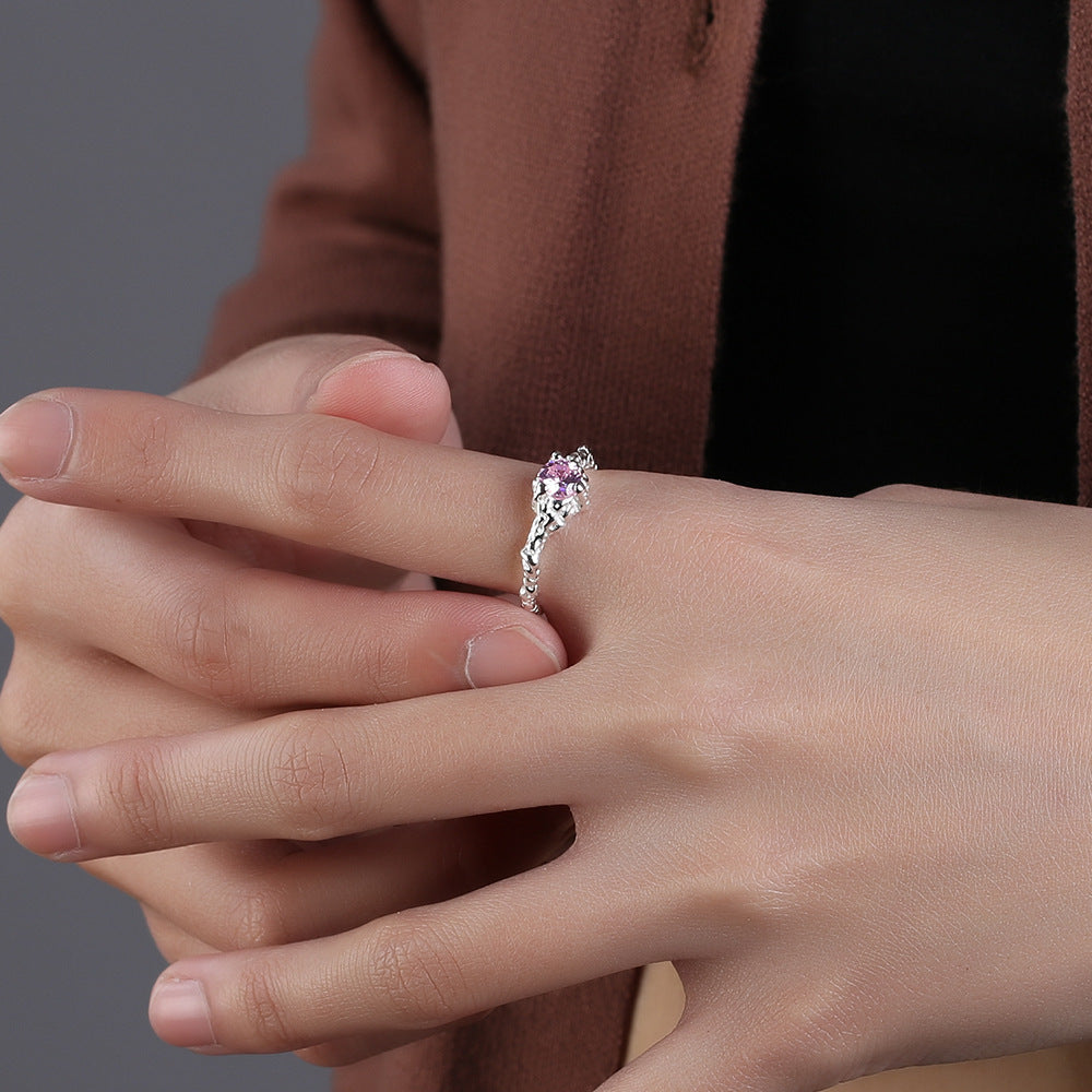 One Carat Zircon Crown Ring Copper Gold Plated Inlaid Gems Adjustable Sizes Women Fashion Ring Artificial Gems