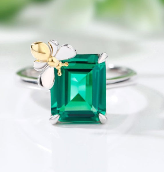 Copper Ring With Glass Geometric Design Electroplated Finish For Women European And American Fashion Jewelry Accessory