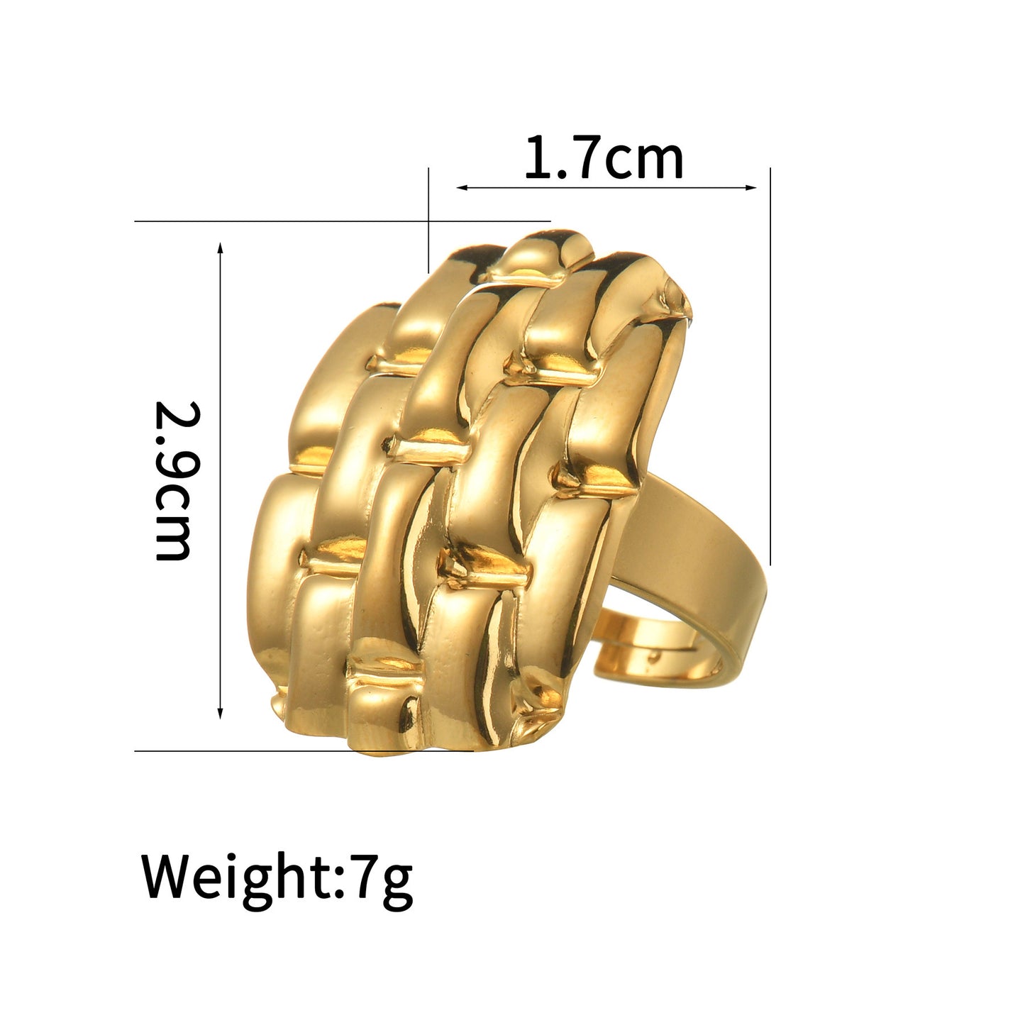 Women Titanium Steel Geometric Textured Ring Electroplated Modern Fashion Jewelry For Daily Wear With Subtle Shine