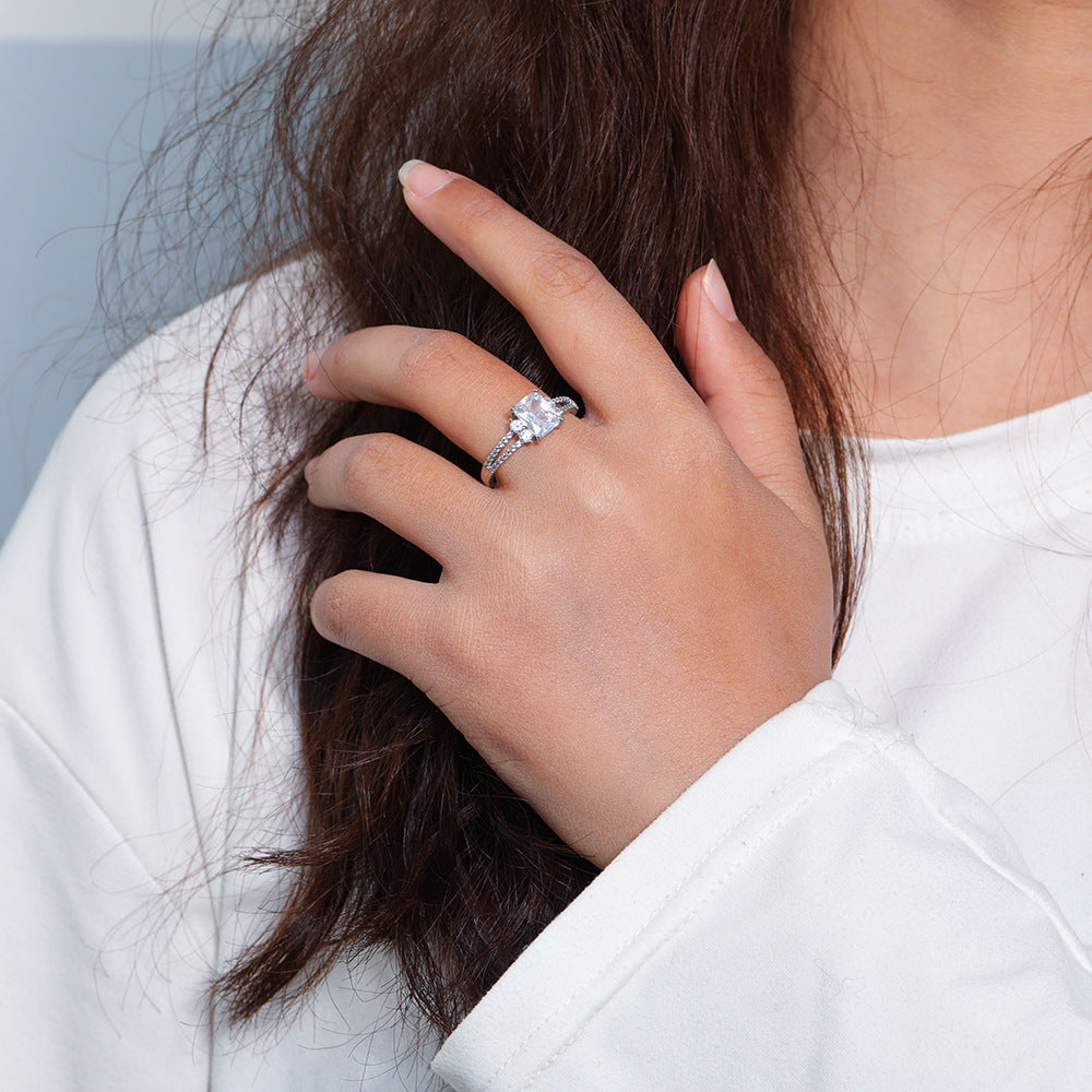 Womens Titanium Steel Ring With Rhinestones Silver Casual Minimalist Jewelry For Everyday Wear Great Gift Idea