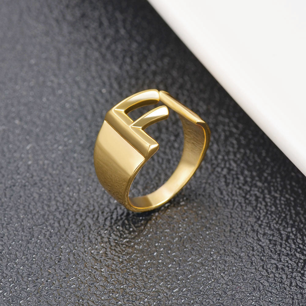 Womens Initial Letter Copper Ring With Gold Inlay A To Z Alphabet Ring For Her Birthday Gift Ideal For Girls And Women
