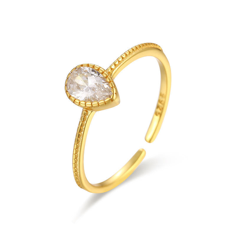 925 Sterling Silver Ring for Women Korean Jewelry Inlaid Silver Multi Bead Mesh Chain Drop Double Zirconium Single Row Diamond Rings and Bands