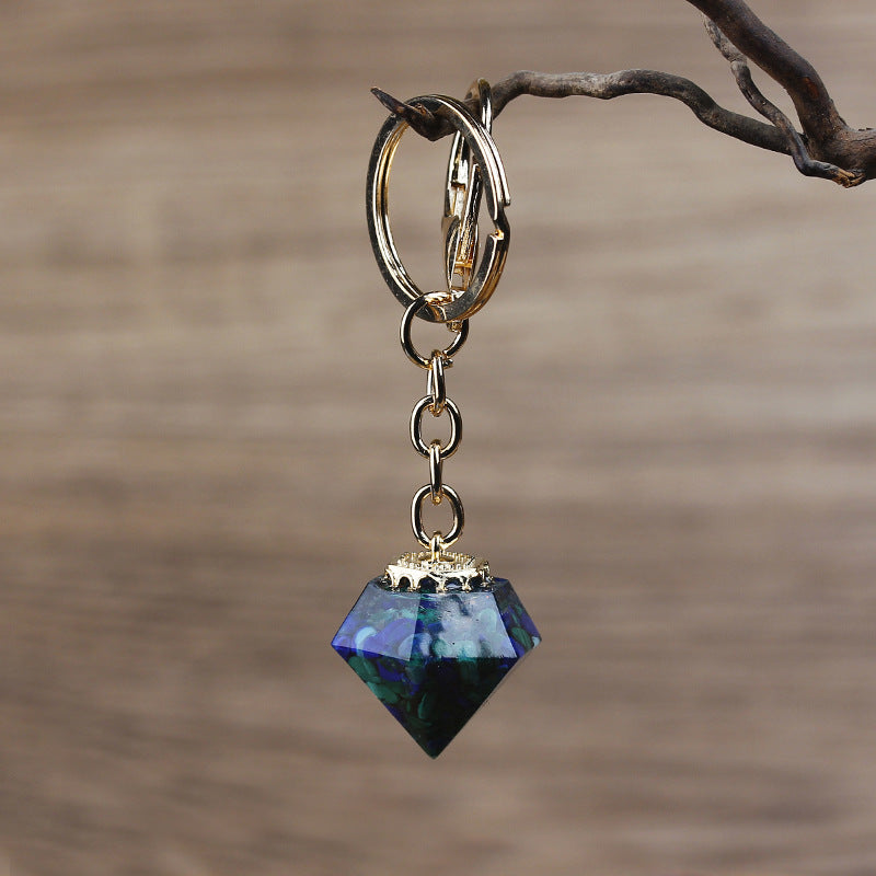Crystal Gravel Resin Keychain Pendant Modern Design With Tapered Point Handcrafted Natural Stone Accessory Kit
