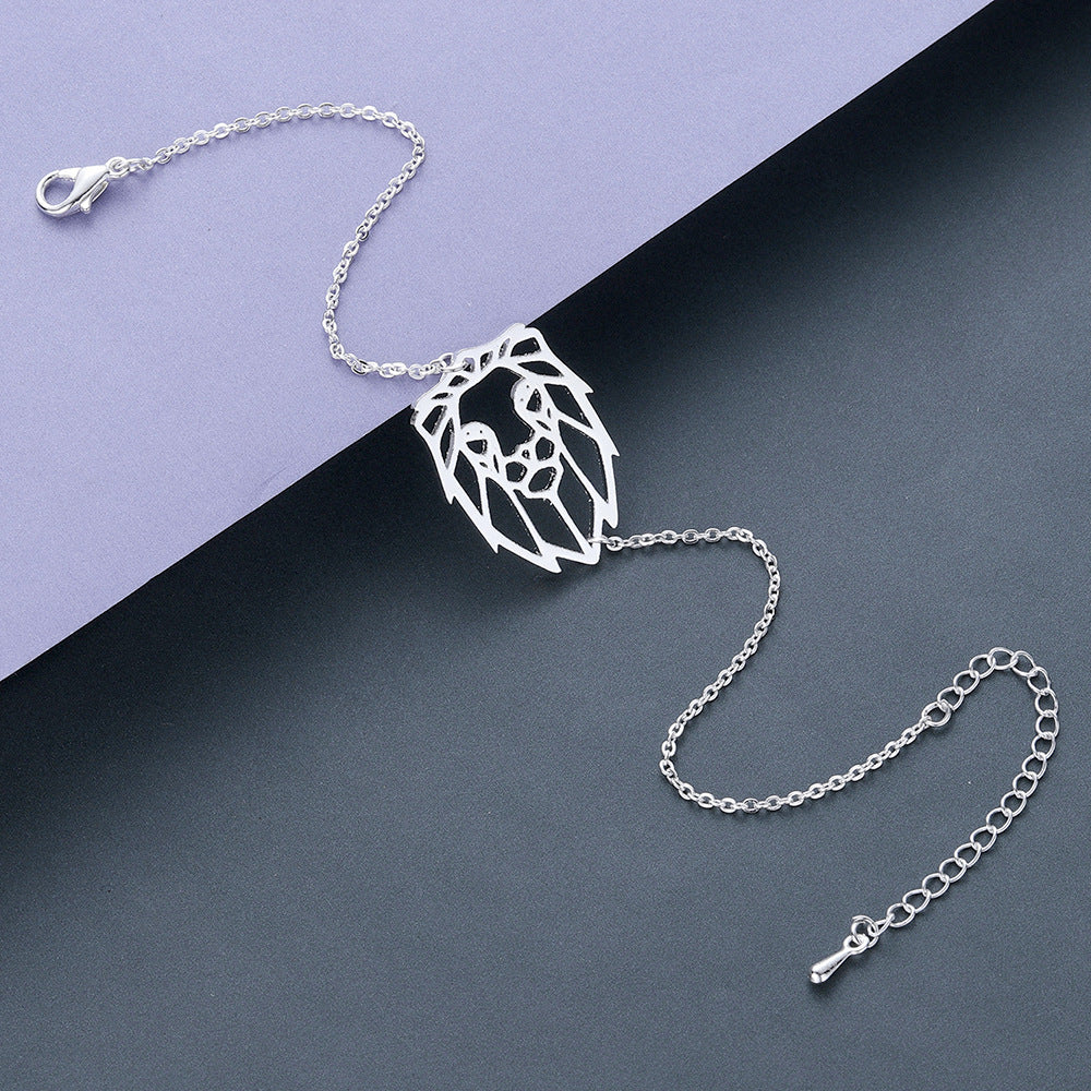 Unisex Lion Pendant Bracelet Stainless Steel Geometric Lion Bracelet High Quality Fashion For Women Rose Gold