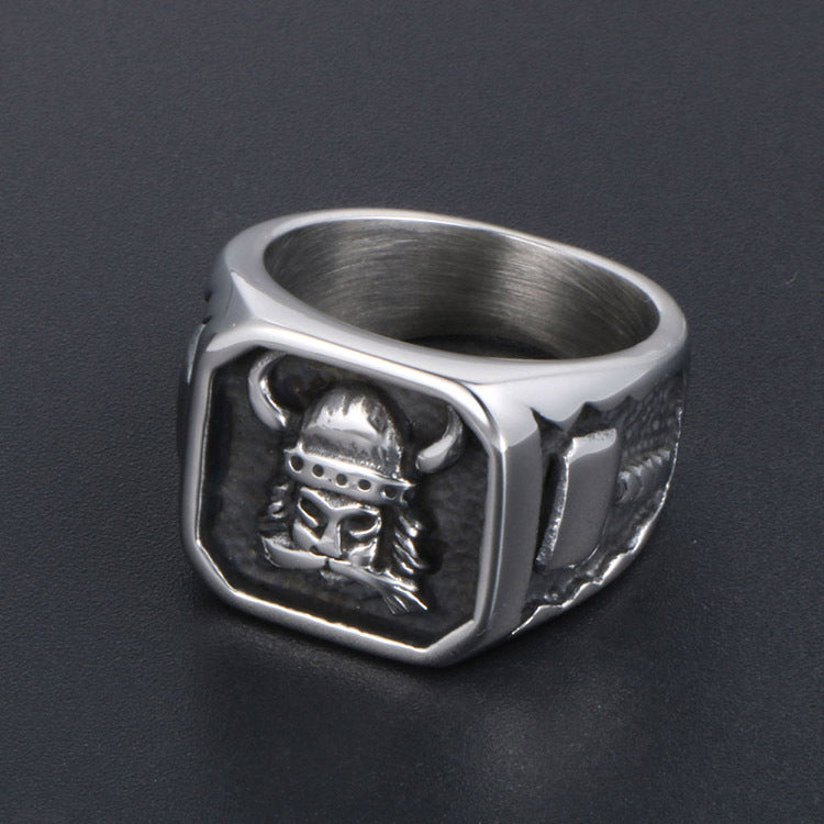 Mens Viking Ring Silver Tone Electroplated Alloy Geometric Design Fashion Ring For Men With Bold Masculine Style
