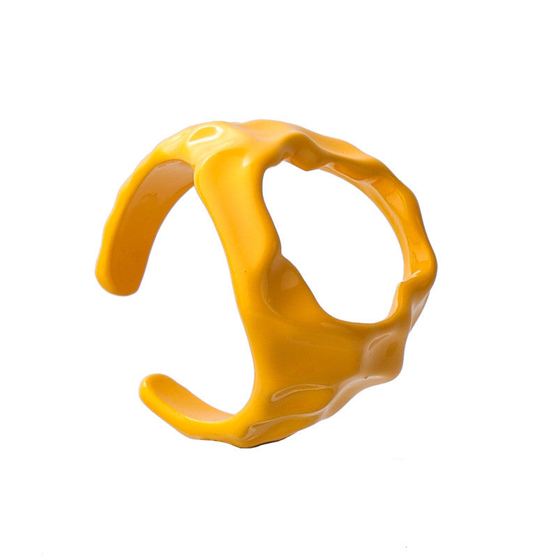 Womens Geometric Dripping Oil Alloy Ring European and American Design Fashion Jewelry for Girls Trendy Statement Ring