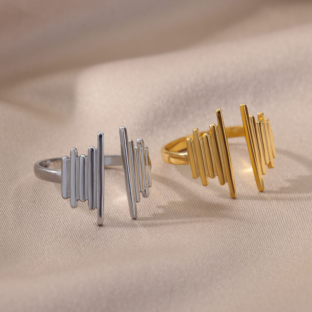 Stainless Steel Ring Geometric Gold Inlay Design Elegant Jewelry For Everyday Occasions And Special Events Wear