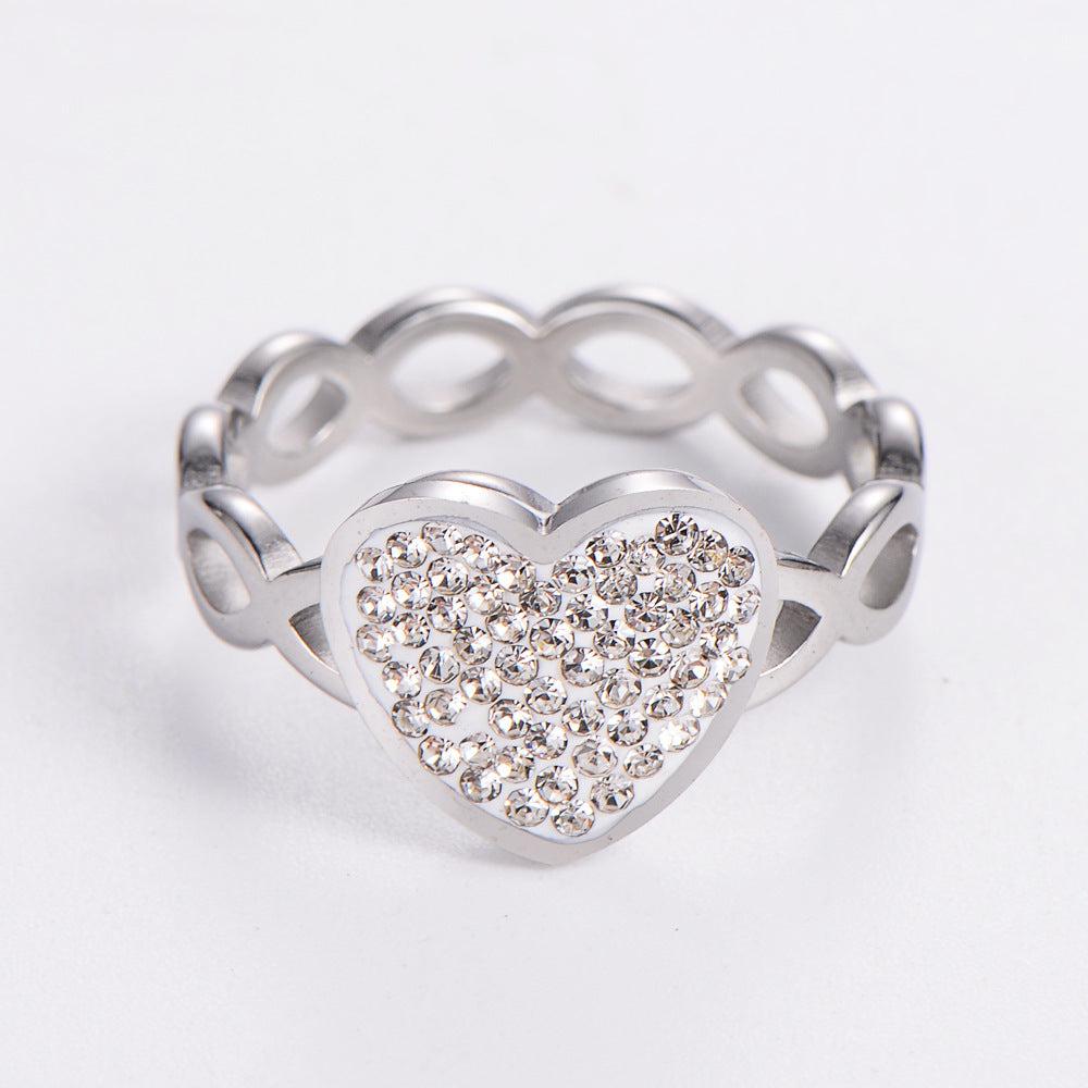 Women's Ring Hollow Infinite Symbol Love Heart Stainless Steel Wear Anniversary Gift Elegantly Durable Jewelry