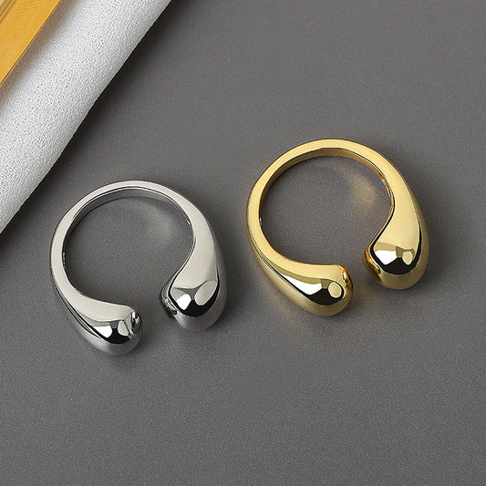 Unisex Adjustable Water Drop Ring Open Shape Copper Jewelry Platinum Gold Plating Fashion Accessory Everyday Wear