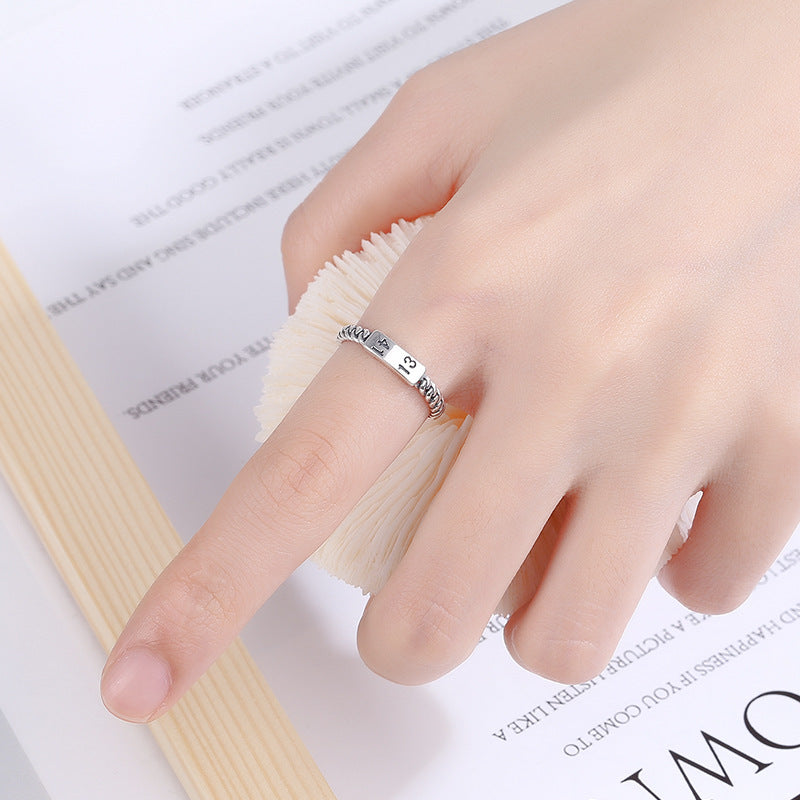 Womens 925 Silver Ring Simple Weaving Twist Band Adjustable Opening Ring Fashion Jewelry Gift for Her Everyday Use