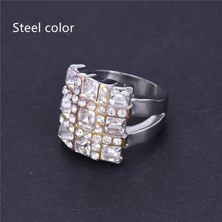 Womens Ring Stainless Steel Geometry Ring Electroplated Ring Fashion Jewelry Ring Steel Color Ring Gold Ring and Three Colors Ring for Women