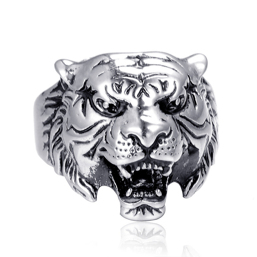 Metal Tiger Head Ring Electroplated For Men And Women Unisex Fashion Accessory With Bold Animal Motif Statement