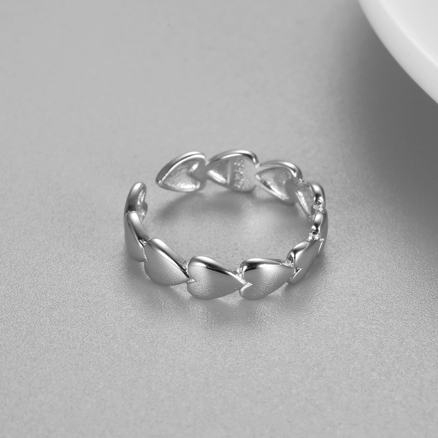 Heart Ring 925 Sterling Silver Adjustable Geometric Fashion Jewelry For Her Birthday Gift Women Elegant Accessory