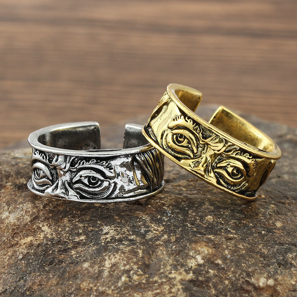 Unisex Alloy Open Mouth Ring Geometric Brushed Cord Band