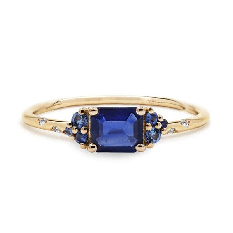 Gold Plated Geometric Cluster Ring For Women Silver Base Electroplated Intricate Design Fashion Jewelry Wear Everyday