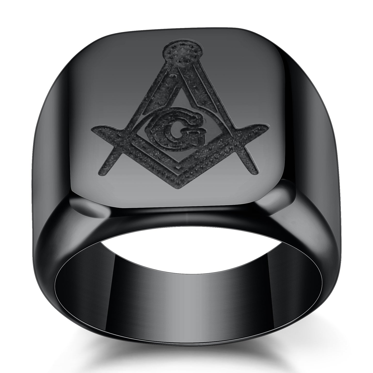 Titanium Stainless Steel Ring For Men Freemason Style Simple Fashion Band European American Design Silver Tone