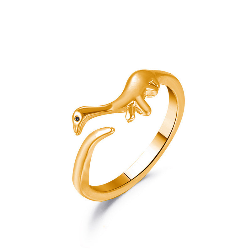 Gold Dinosaur Ring Adjustable Open Animal Ring Cute Zinc Alloy Fashion Ring For Women And Men Party Favor Ring