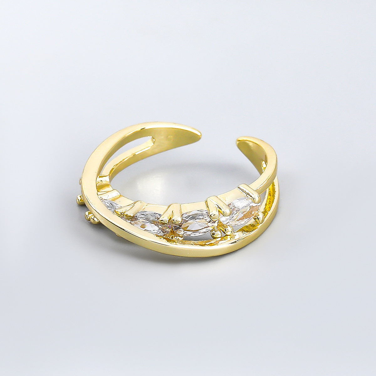 Womens Diamond Rhinestone Cross Ring Copper Micro Pave Geometric Gold Jewelry Fashion Ring Gift for Her Timeless Piece