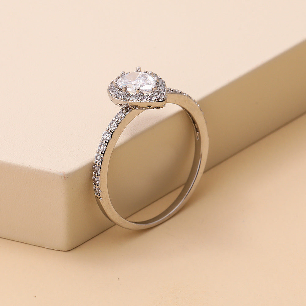 Stainless Steel Ring For Women Geometric Inlay Design Silver Tone Fashion Jewelry Elegant Accessory Daily Wear