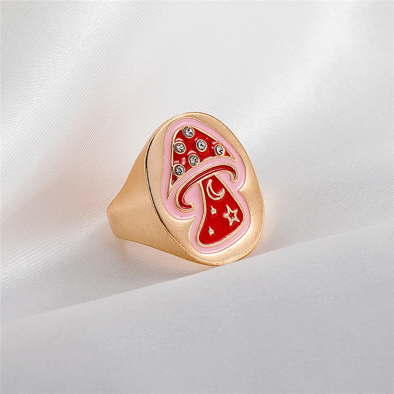 Geometric Alloy Ring For Women Dripping Mushroom Design