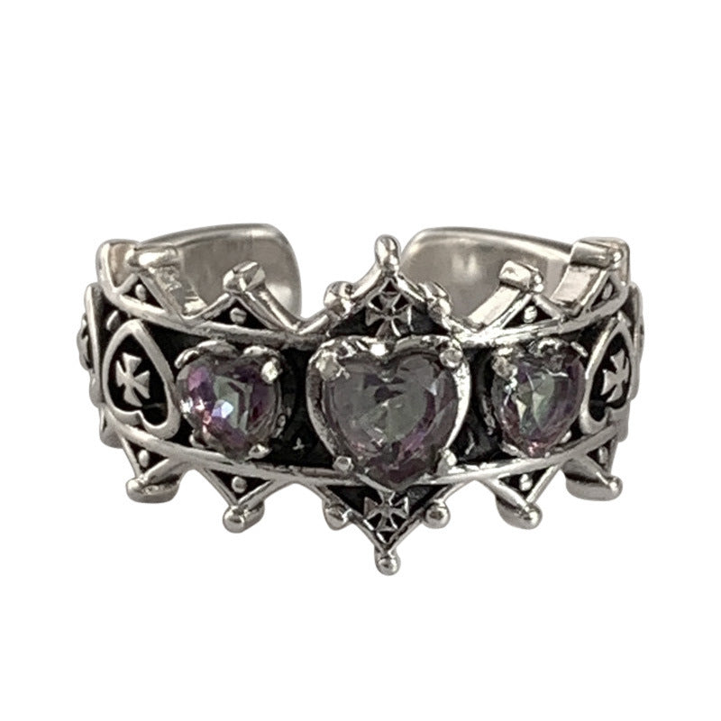 Womens Adjustable Cross Zircon Ring Copper Thai Silver Renaissance Fashion Jewelry With Open Back Charm Design