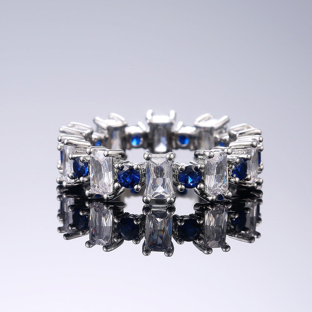 Womens Zircon Ring Square Copper Fashion Jewelry Elegant Durable Versatile All Match Accessory for Ladies Gift Idea