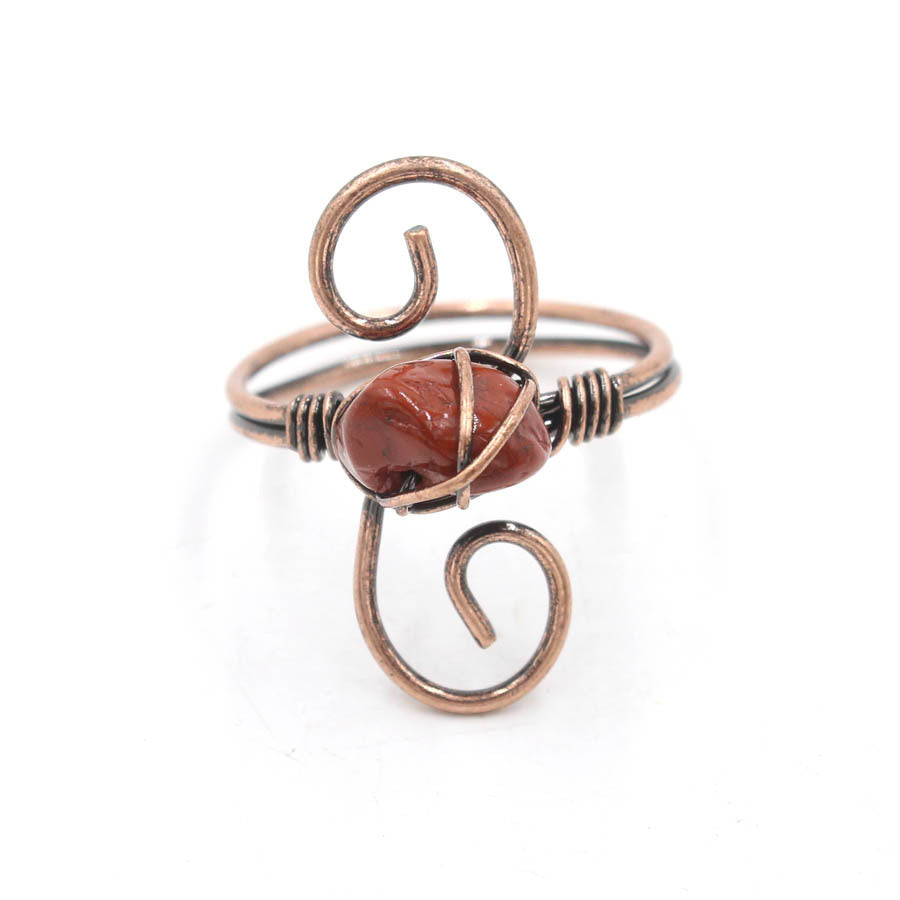 Unisex Adjustable Crystal Ring Statement Jewelry S Shaped Winding Design Irregular Rough Stone Geometric Shape