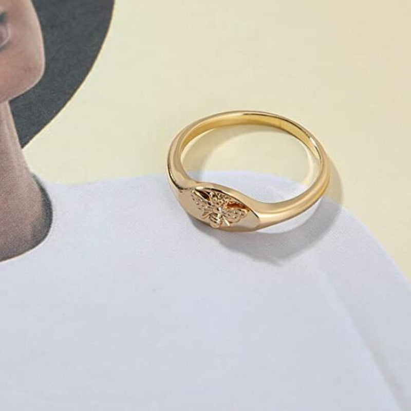 Women Bee Insect Ring Silver Tone Electroplated Geometric Design Elegant Temperament Durable Jewelry Versatile