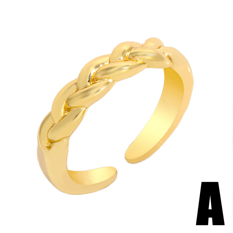 Geometric Copper Ring Electroplated Retro Design Thread Ring For Women Fashion Jewelry Statement Rings Shimmer