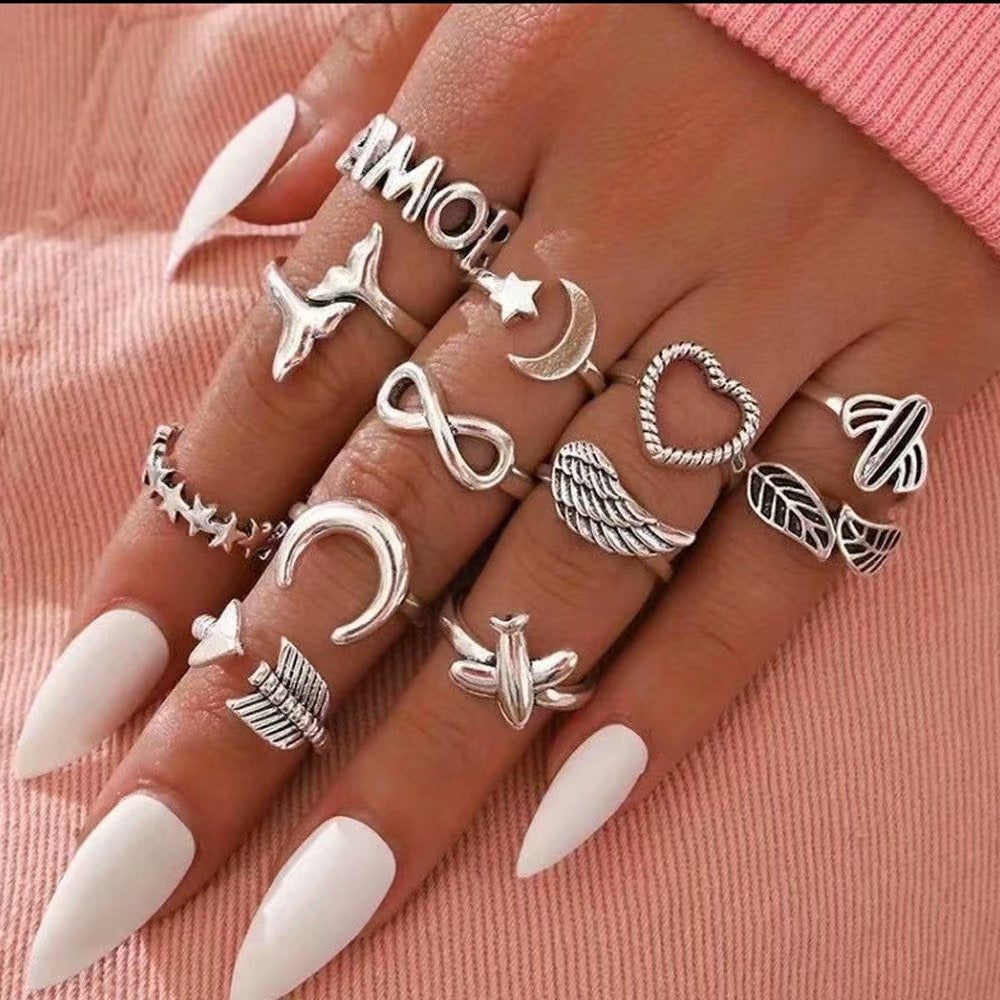 Fun Ring Set Creative Cartoon Metal Alloy Rings For Women And Girls Wear Gift One Size Novelty Jewelry Sparkle