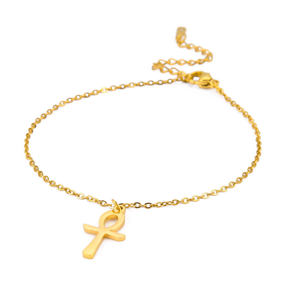 Womens Stainless Steel Cross Bracelet Simple Chic Religious Jewelry Cross Charm Bracelet Gold Or Steel Finish Everyday